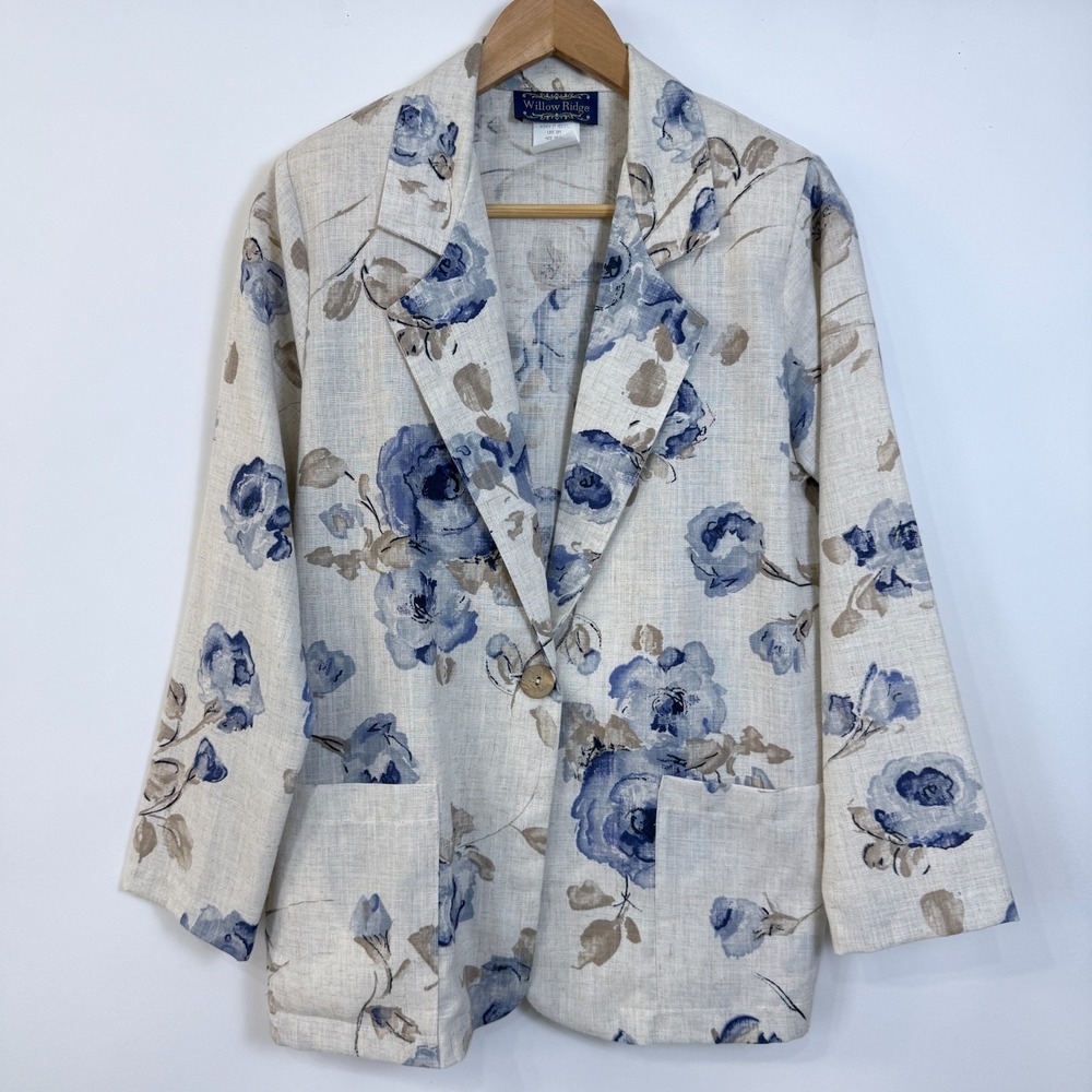 Vintage Willow Ridge Floral Blazer Jacket Womens‎ Size 6 Cottagecore Garden
